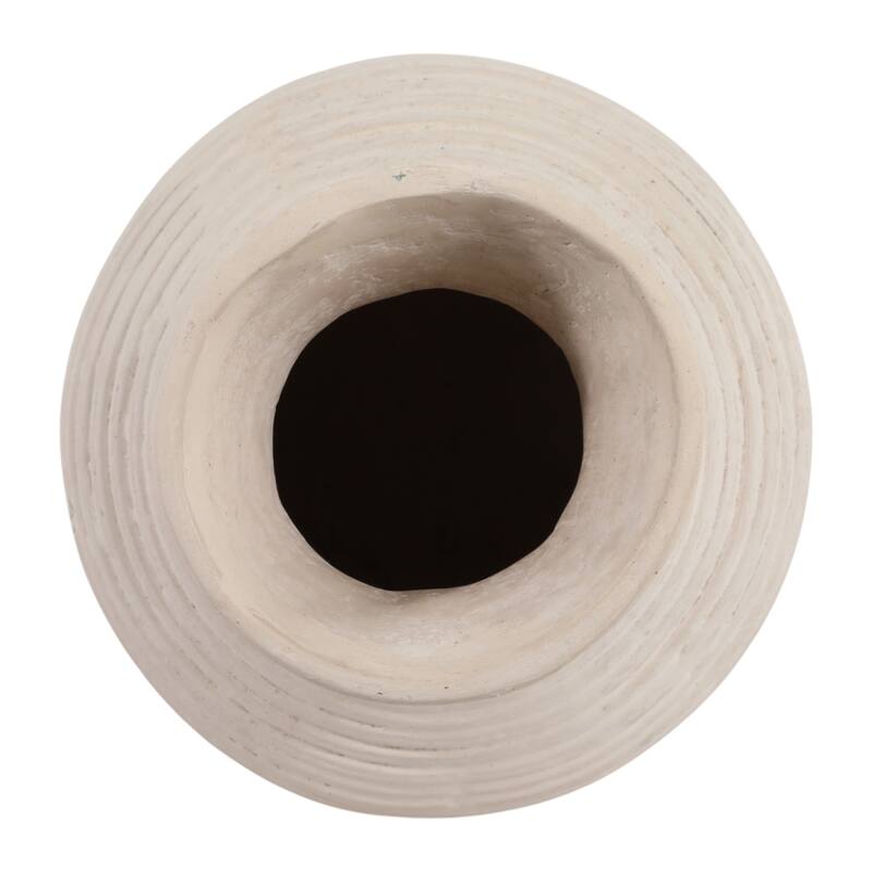 Sculptural Ribbed Paper Mache Table Vase - Stylish Tall Flower Vase