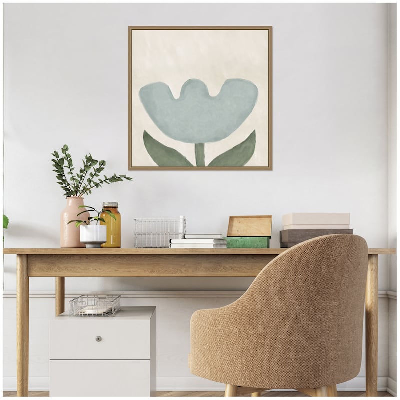 Kate and Laurel Blue Flower by Gabrielly Guedes Framed Canvas Wall Art Print