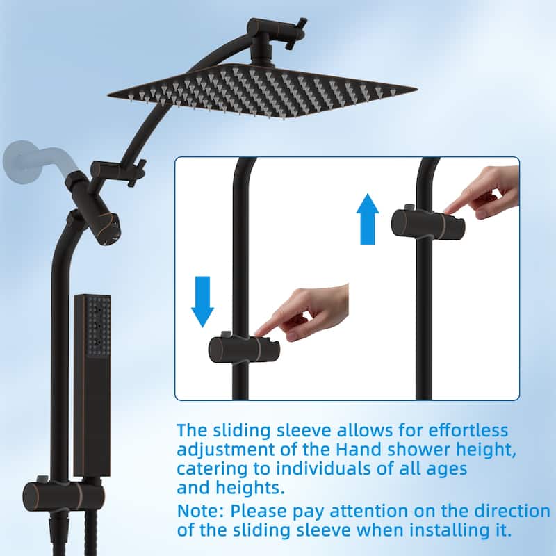 10" All Metal High Pressure Rain Shower with 4-spray Handheld Shower
