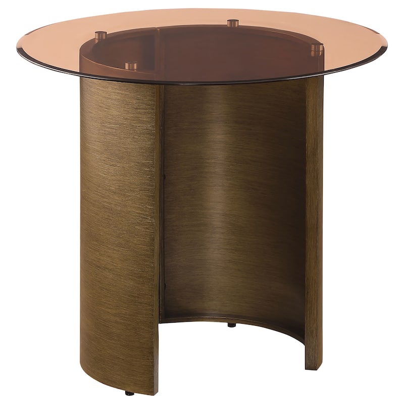 Morena Round Tawny Glass Top Side End Table Brushed Bronze - Glass - Brushed Bronze and Tawny