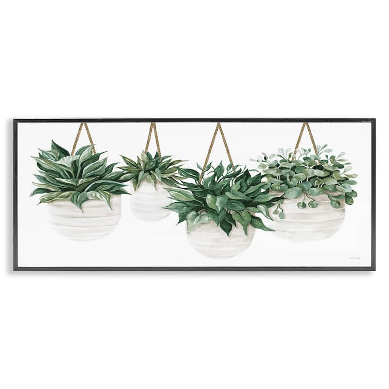 Stupell Hanging Planters House Plant Casual Blooming Leaves Framed Wall Art, Design by Cindy Jacobs - Green