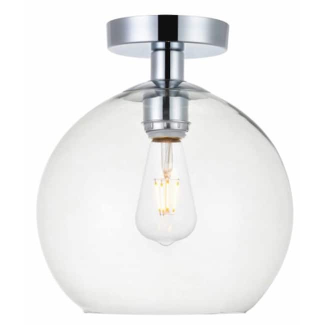 Elegant Lighting Baxter Single Light 10" Wide Semi-Flush Globe Ceiling - Chrome / Clear