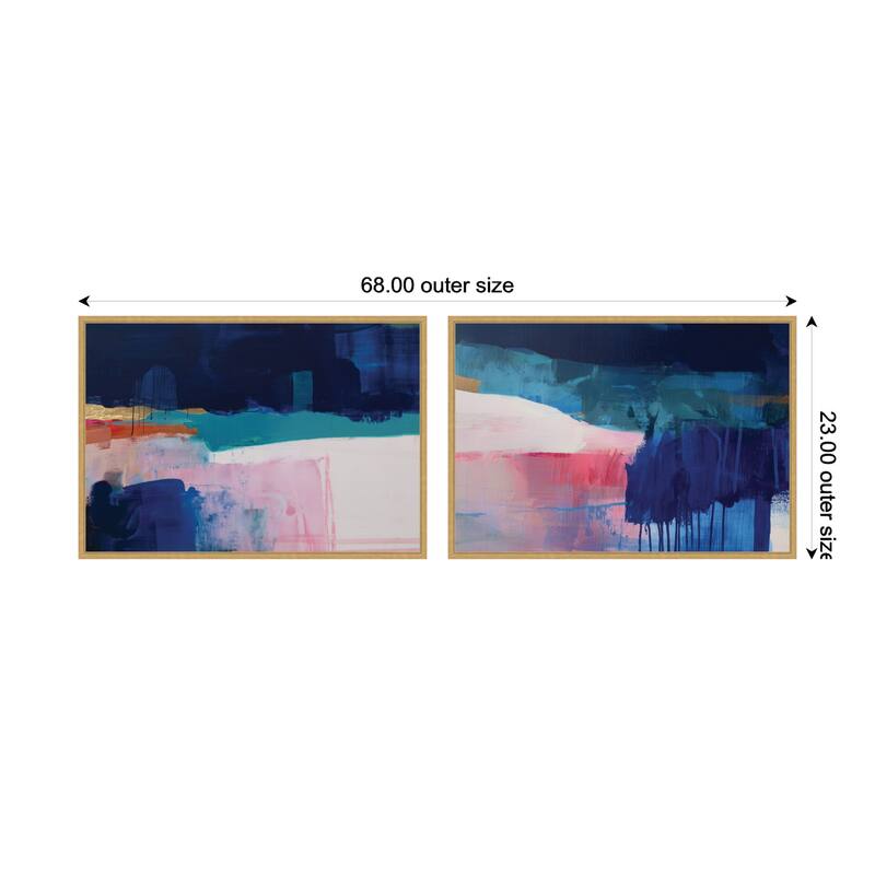 Kate and Laurel Blue Current No. 1 & No. 2 2 Piece Framed Canvas Wall Art Set by Amy Lighthall