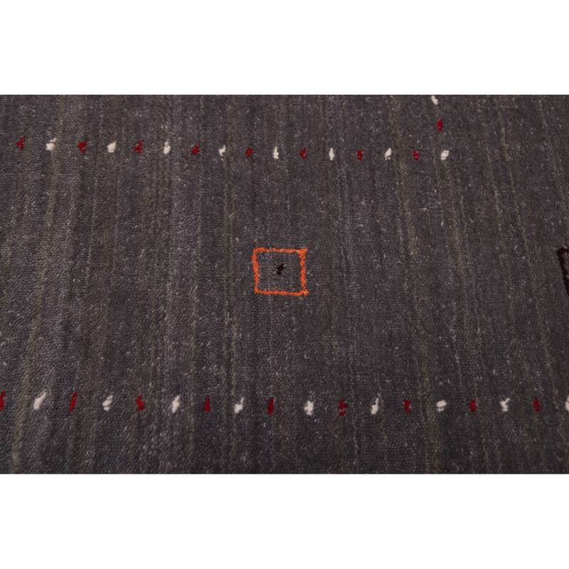 ECARPETGALLERY Hand Loomed Kashkuli Gabbeh Dark Grey Wool Rug - 5'2 x 6'11