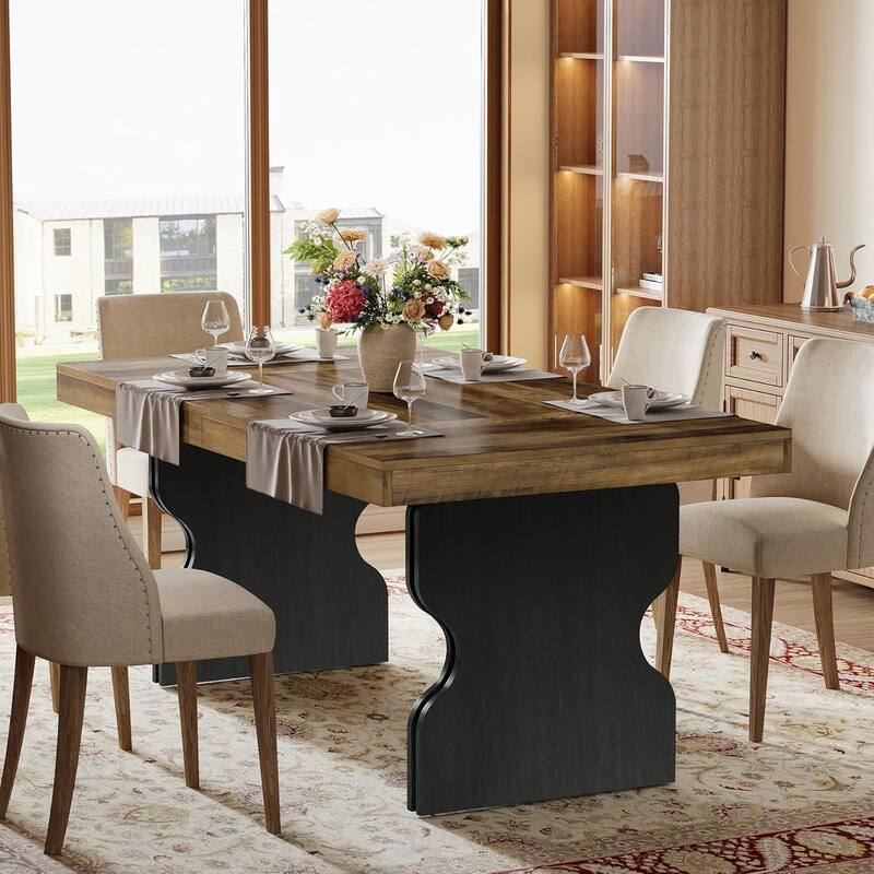 63-Inch Dining Table with Hourglass Shape Legs