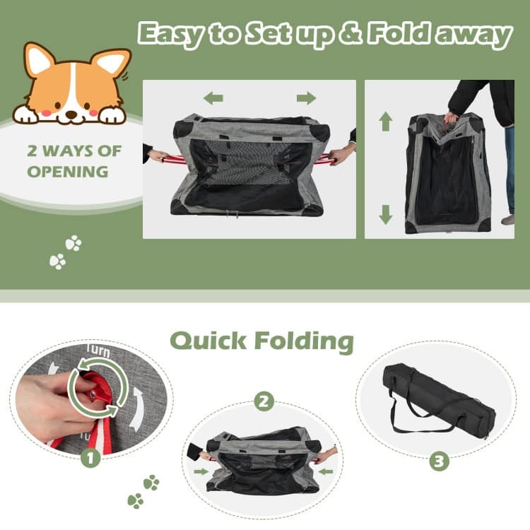 3-Door Dog Crate with Removable Pad and Metal Frame
