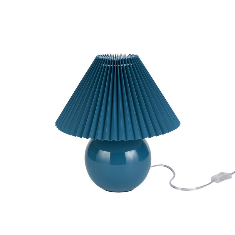 Nourison 13" Round Ceramic Table Lamp with Pleated Shade