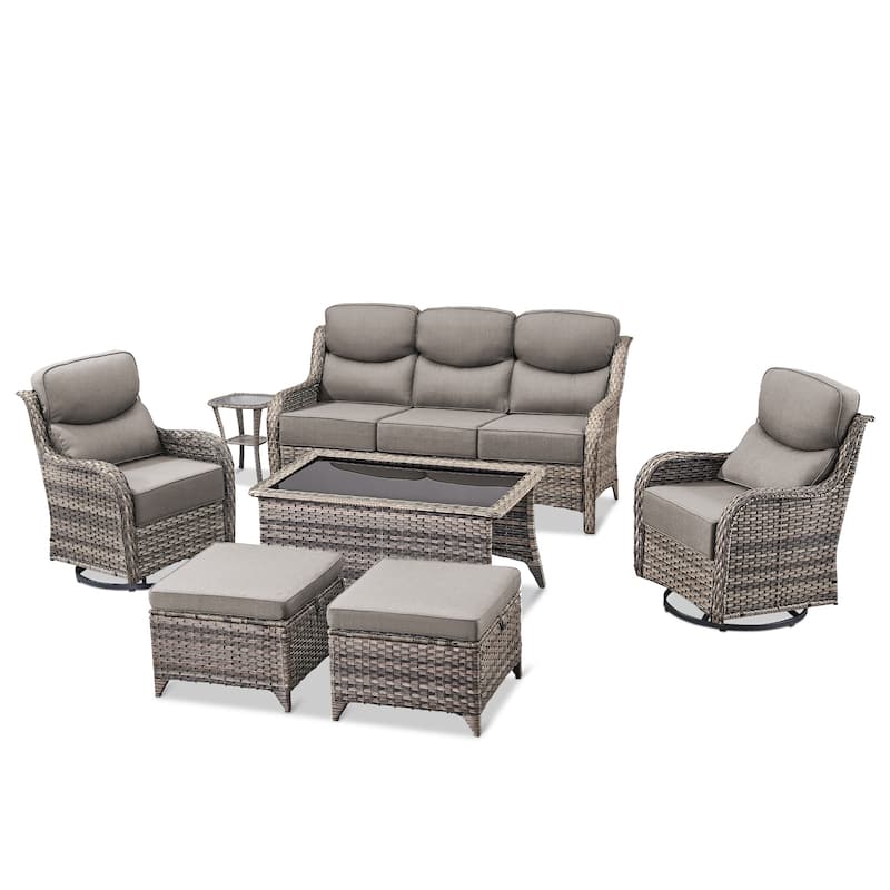Pocassy Outdoor Patio Furniture Sofa Swivel Chairs Sets