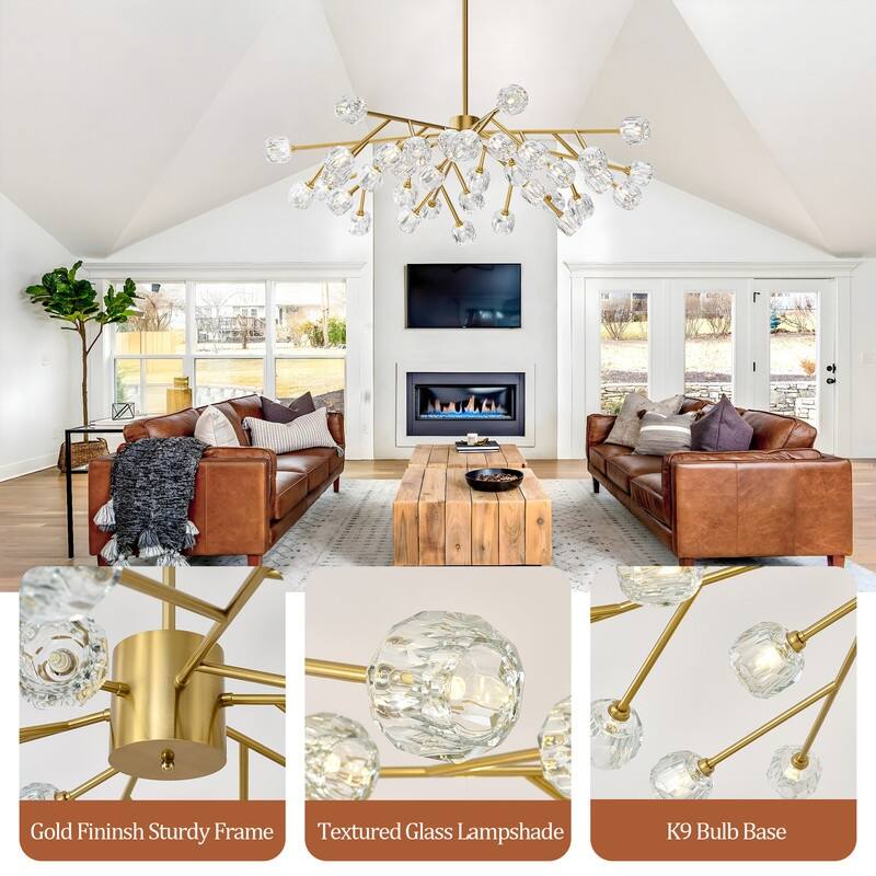 Modern Sputnik Crystal Chandelier Gold Glam Pendant Light