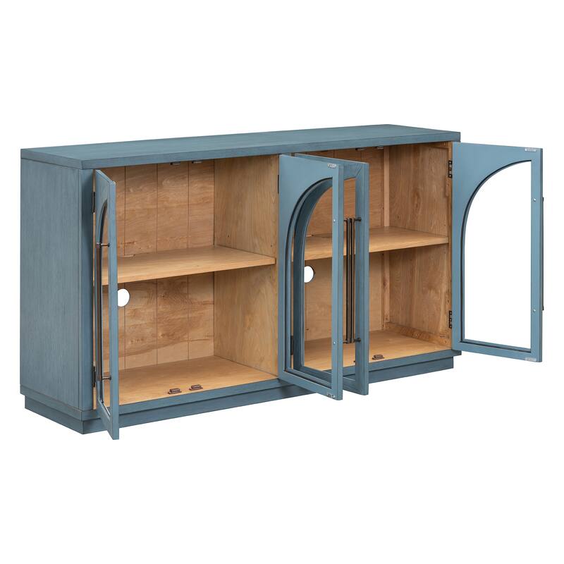 Kitchen Sideboard with Arched Glass Doors and Adjustable Shelves