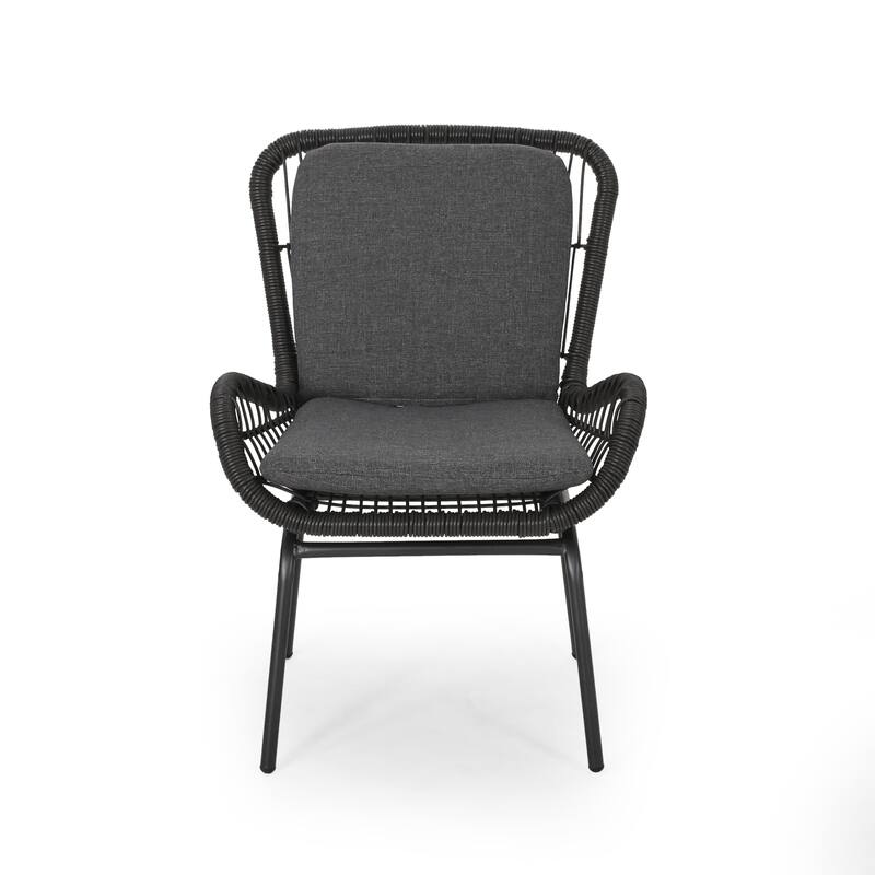 Wicker Club Chairs Set of 2, Patio Chair with Cushions, Metal Legs
