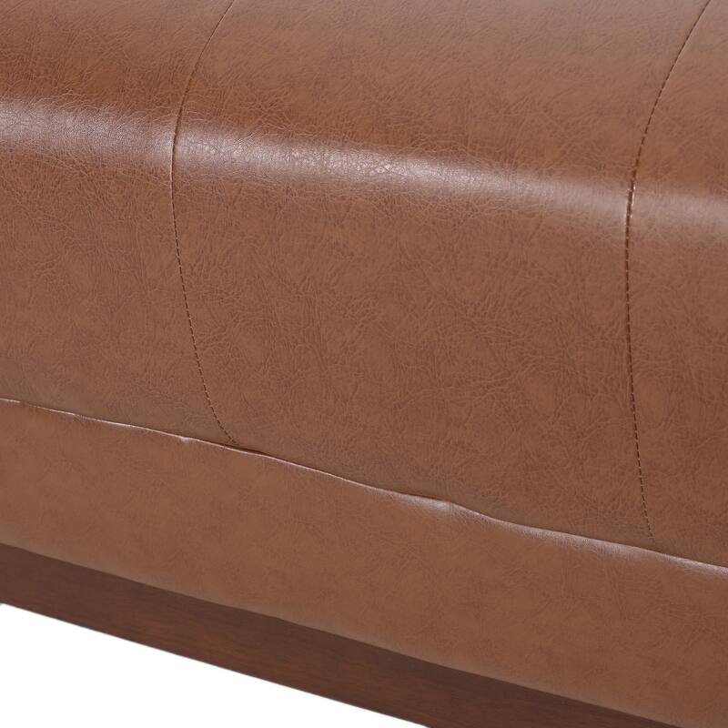 Mid-Century Modern PU Sofa with Tufted Design