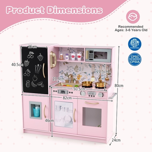 Light Pink Toddler Pretend Play Kitchen Set with Towel Rack and