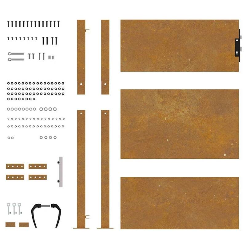 vidaXL Garden Gate Locking Fence Barrier Hinged Front Door Outdoor Corten Steel - 43.3 x 51.2"