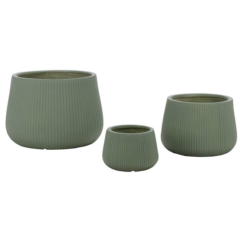 SAFAVIEH Outdoor Living Sara Planter Pot (Set of 3) - 21"W x 21"D x 15"H - Green