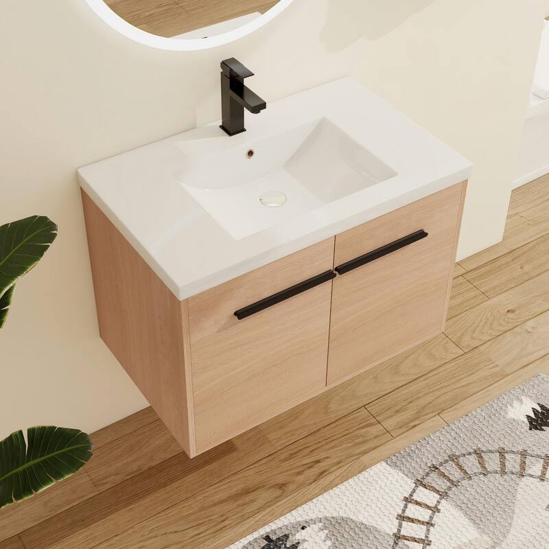 Malwee 24"/30"/36" Floating Bathroom Vanity, Wall Mounted Bathroom Vanity with Sink and Soft Close Doors