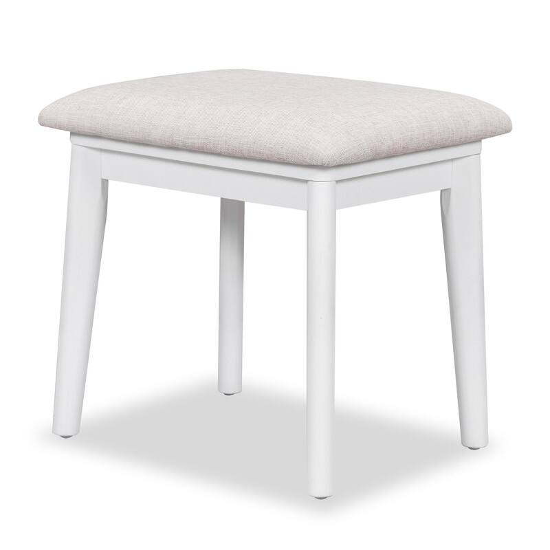 43.3" Classic Wood Makeup Vanity Set with Hidden Mirror, 3 Drawers & Upholstered Stool