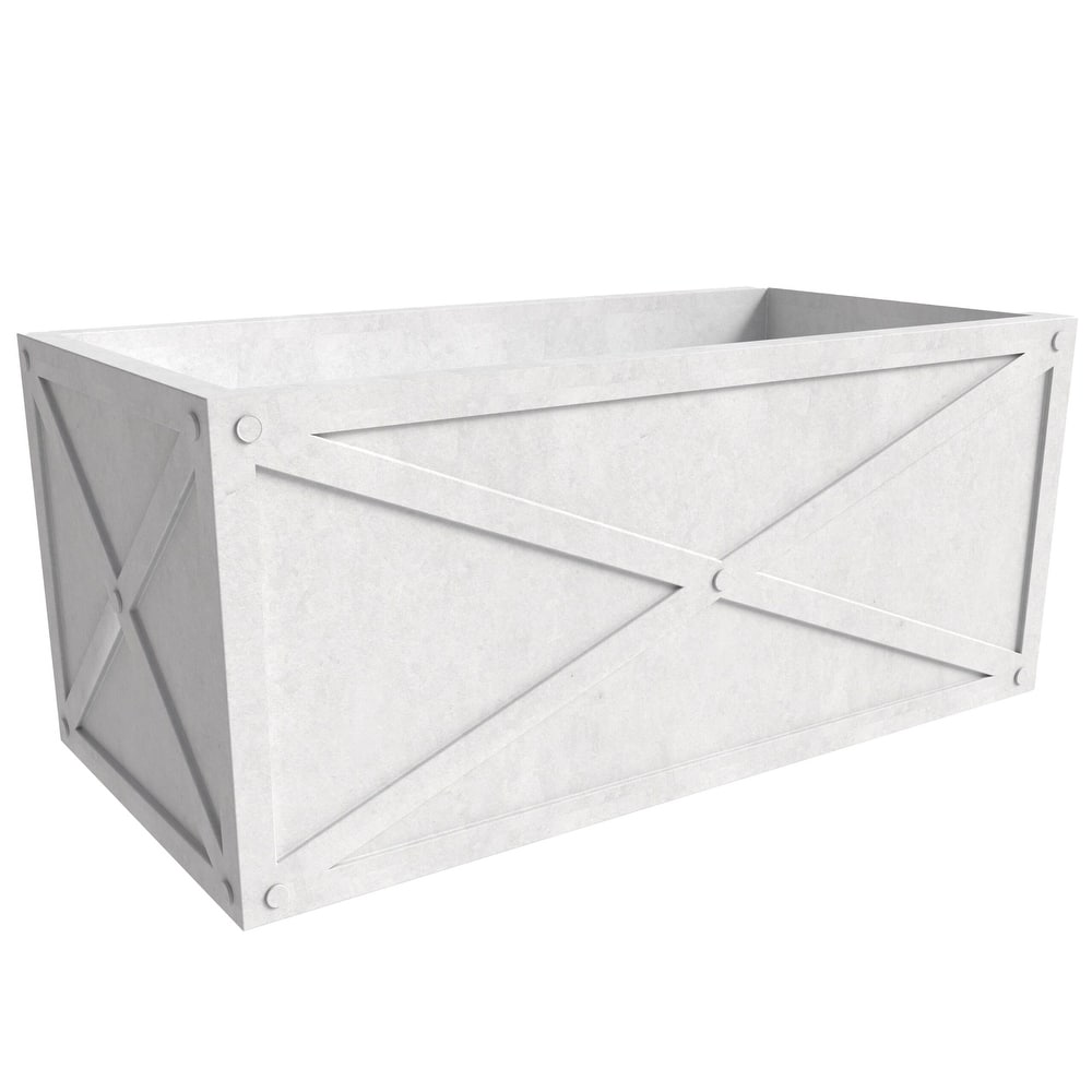 Bonsai Rectangular Fiberstone Planter Box, Modern Weather-Resistant Indoor/Outdoor Pot with Drainage for Healthy Plants