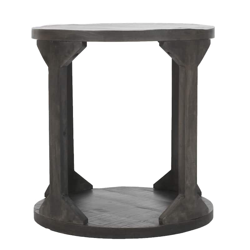 Rustic Modern Solid Wood Accent Table in Distressed Grey