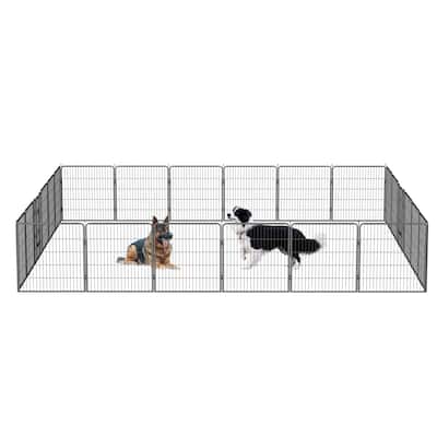 Foldable Dog Playpen - 24-Panel Pet Fence with Lockable Door for All Dog Sizes, Ideal for Outdoor, RV & Camping