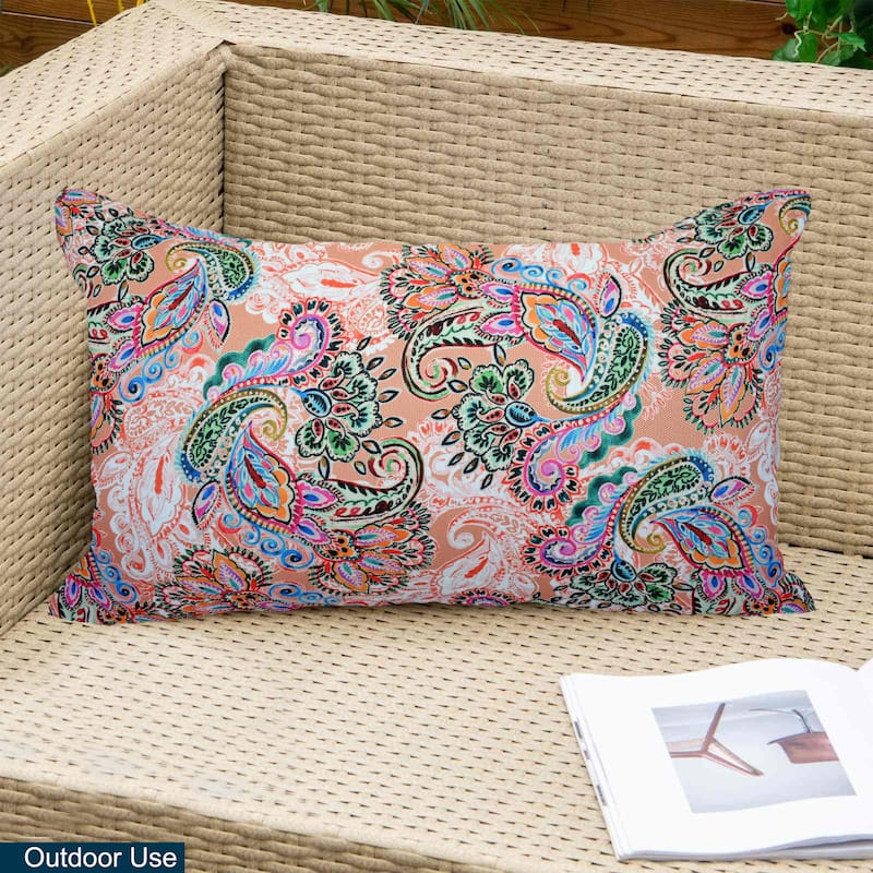 Decorative Indoor Outdoor Waterproof Throw Pillows 12''x20'' Inches with Inserts for Your Patio Furniture, Chairs, Indoor Décor - Pink