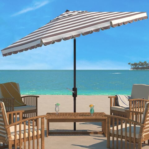 SAFAVIEH Outdoor Living Vienna 11Ft Round Crank Umbrella