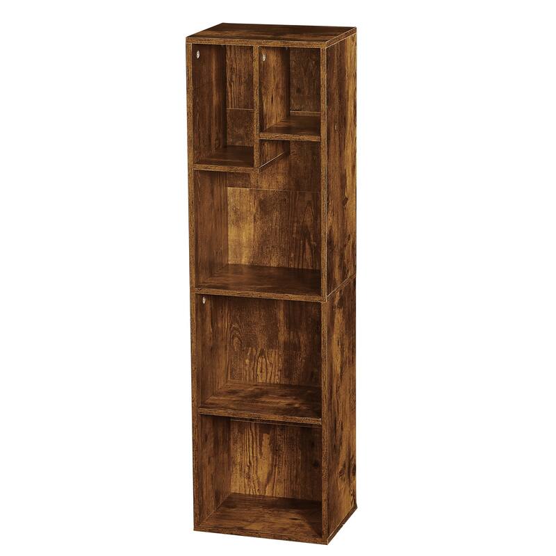 5 Tier Bookshelf, Set of 2 Tall Bookcase Shelf Storage Organizer, Modern Book Shelf for Bedroom, Living Room and Home Office
