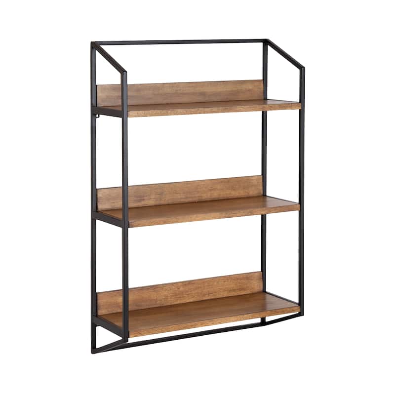 Kate and Laurel Hylton Tiered Wall Shelf - 18x28x7 - Rustic Brown/Black