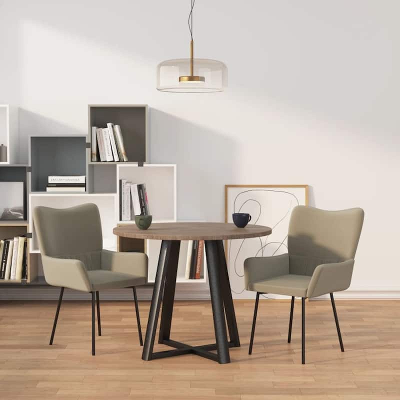 vidaXL Dining Chairs 2 Pcs Leisure Accent Armchair for Living Room Velvet - 21.7" x 22.4" x 32.1" - Light gray