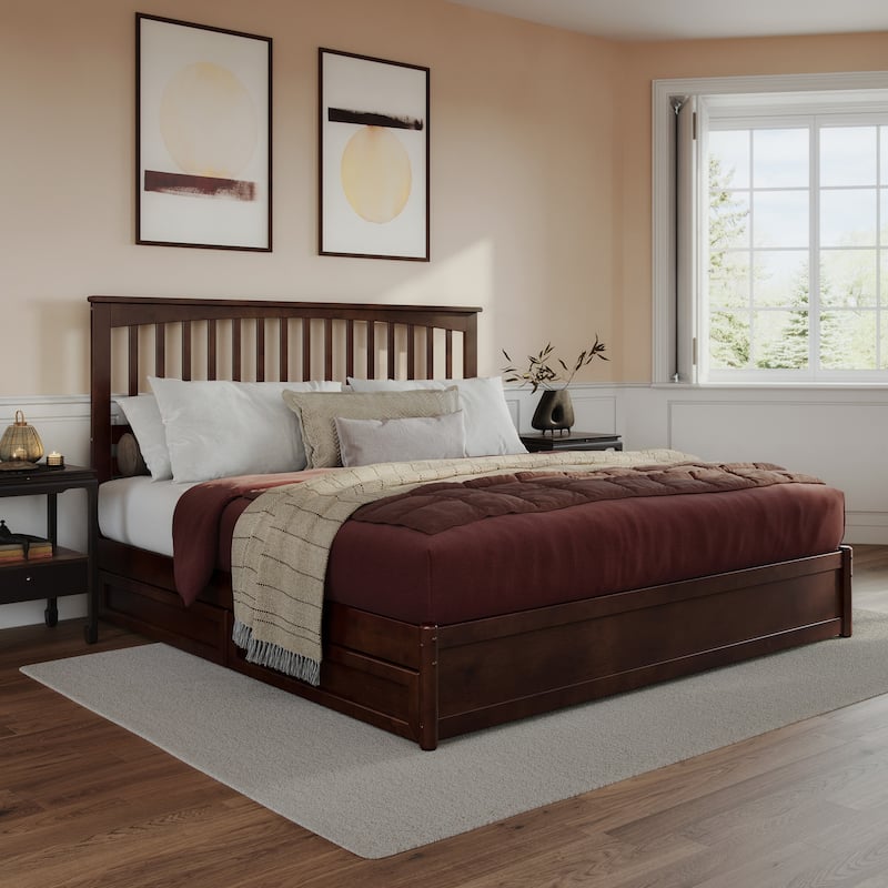 Everett Platform Bed with Panel Footboard and Storage Drawers