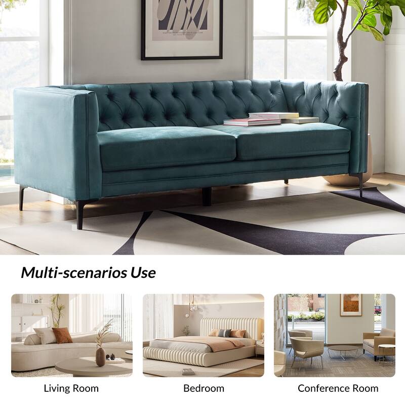 Calymne 84" Classic Square Arms Sofa with Button-Tufted Back by HULALA HOME
