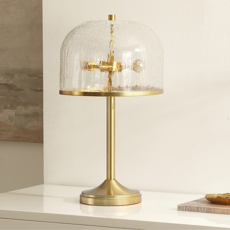 SAFAVIEH Daye 21-inch Glass & Metal Table Lamp (LED Bulb Included) - 12"W x 12"D x 21"H