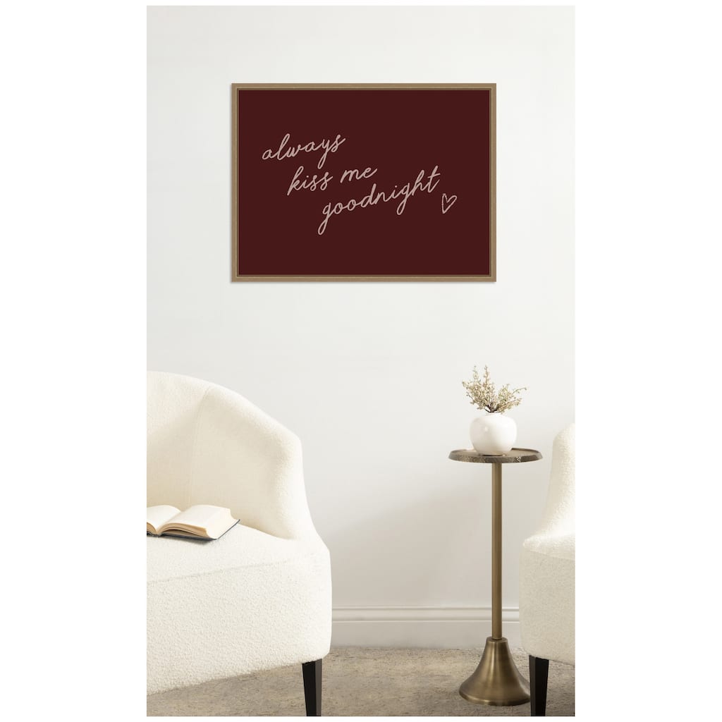 Kate and Laurel Always Kiss Me Goodnight by Lucky Guava Framed Canvas Wall Art Print