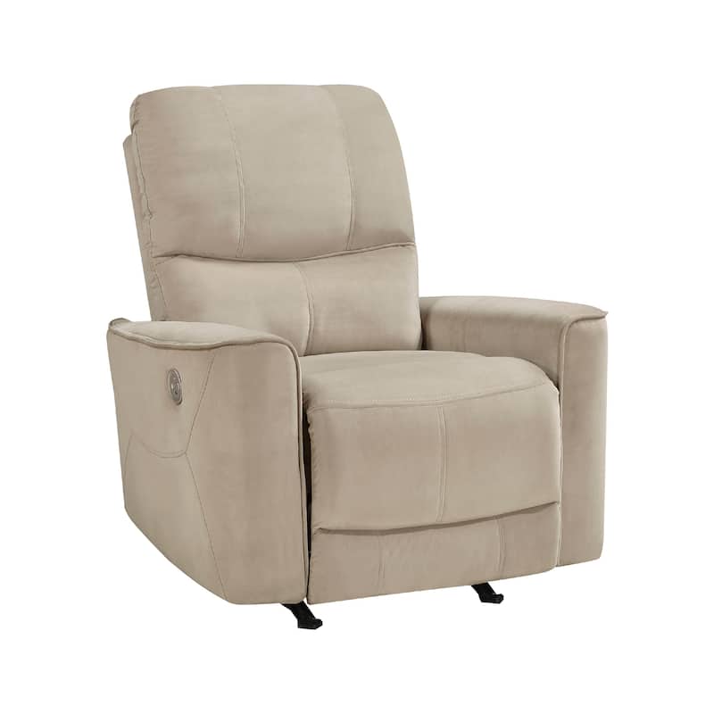 Erten Power Rocker Recliner Chair, Light Brown Velvet, Solid Wood