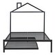 preview thumbnail 83 of 91, Metal Platform Bed with trundle, House-Shaped Headboard Design for Kids, Boys and Girls