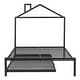preview thumbnail 57 of 91, Metal Twin Platform Bed with Pull-Out Trundle, House-Shaped Design