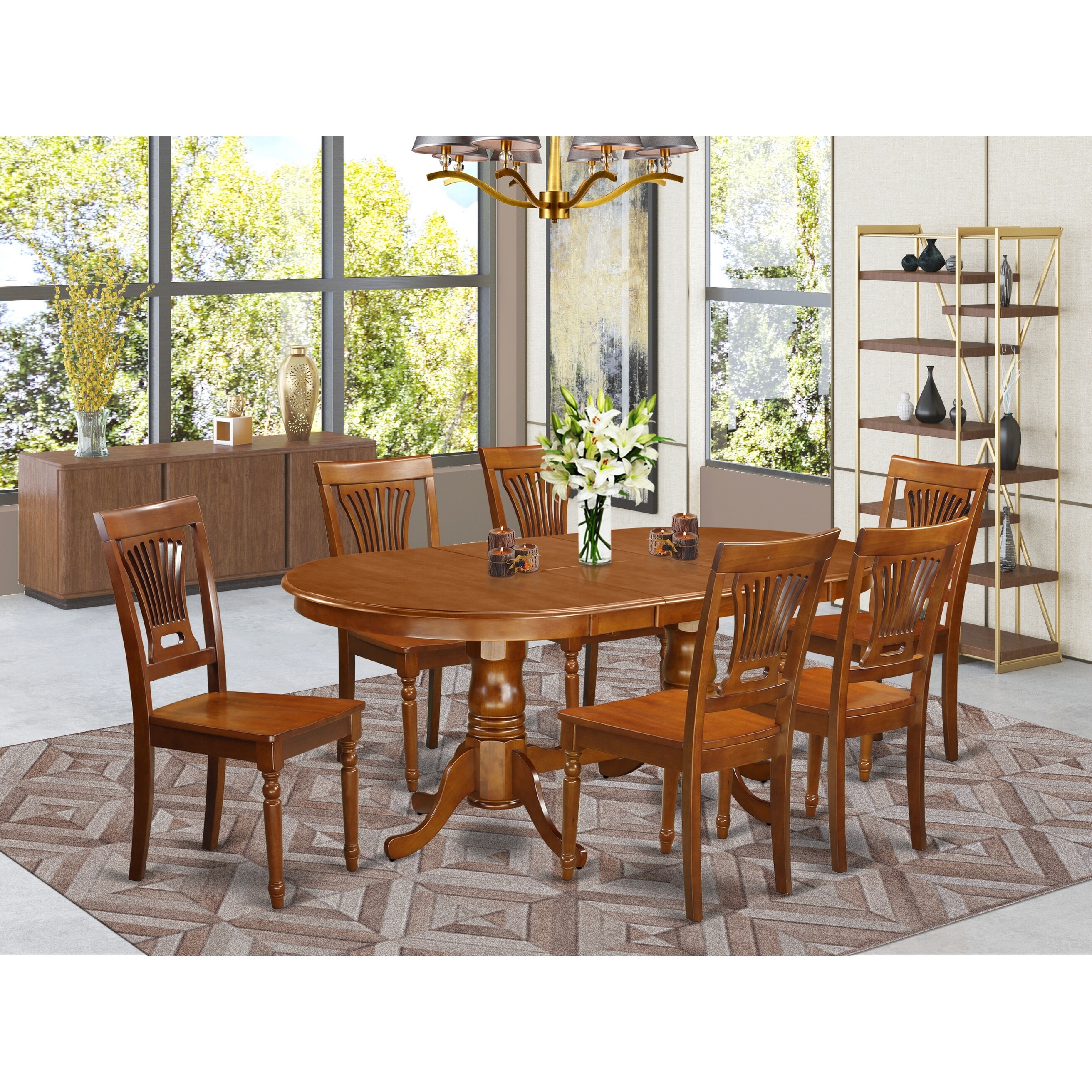 PLAI7 SBR 7 PC Dining Set For 6 Dining Table With 6 Dining Chairs Overstock 17676506