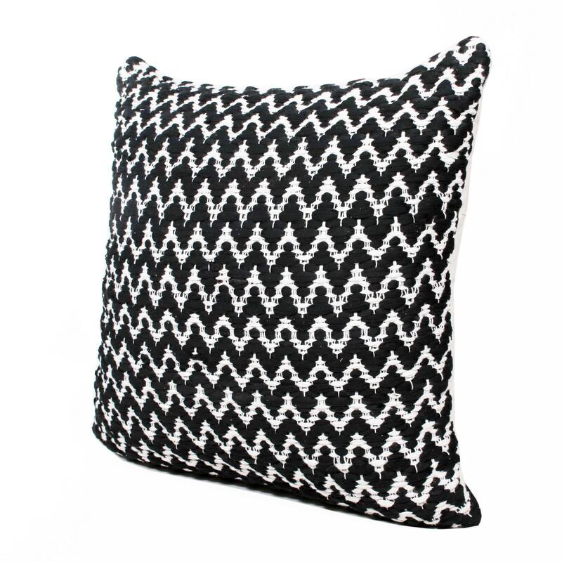 20" White and Black Chevron Square Throw Pillow