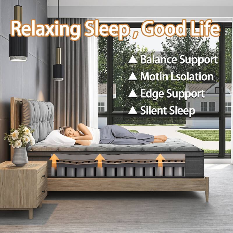 12'' Medium Memory Foam Hybrid Mattress in a Box, for Edge Support & Motion Isolation