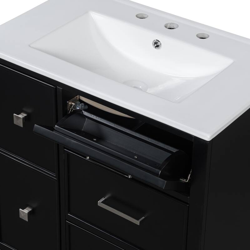 30 " bathroom vanity with ceramic sink with 4 drawers