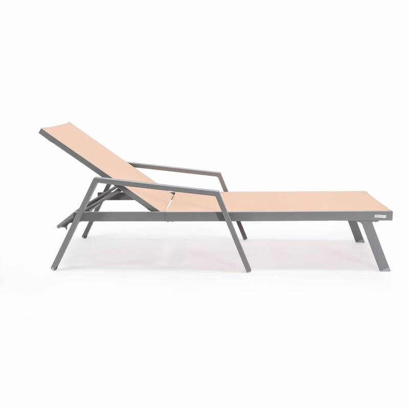 LeisureMod Set of 2 Stackable Beach Pool Sunbathing Chaise Loungers - Adjustable Outdoor Sun Lounge Chairs for Patio Backyard