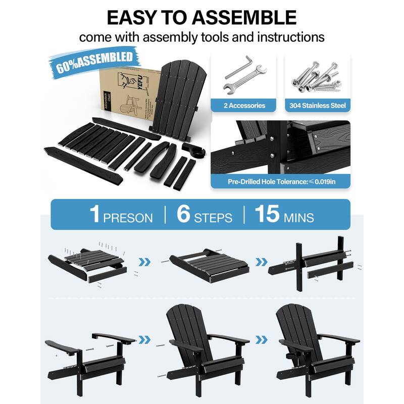 WINSOON All Weather HIPS Outdoor Plastic Adirondack Chairs