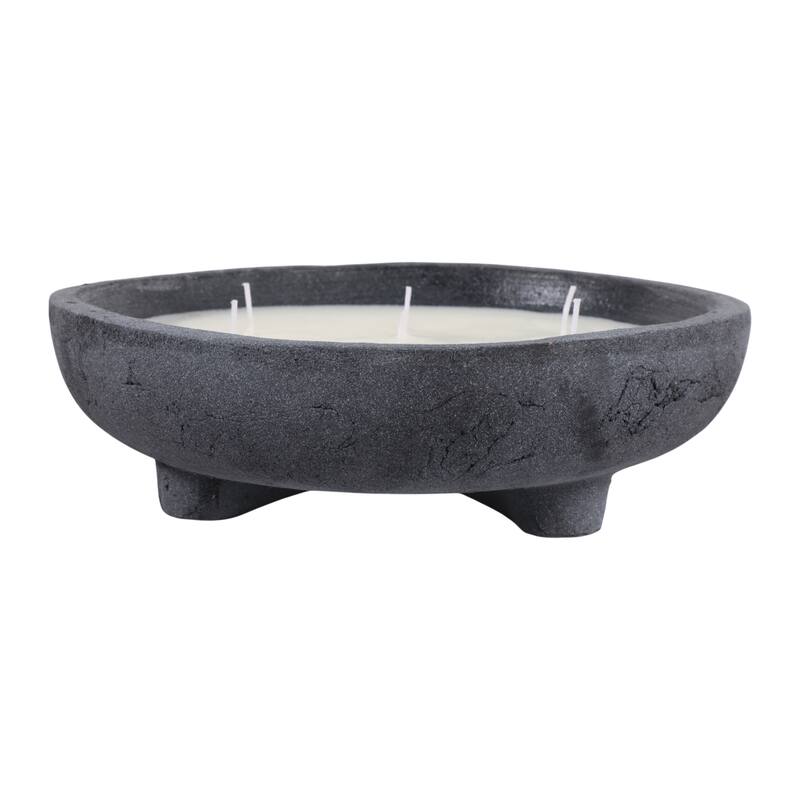 Round Distressed Ceramic Lemon Scented Candle - 12" - 11.75"