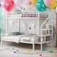 preview thumbnail 2 of 10, White Twin over Full Platform Beds with Storage Stairway, Metal Frame Bunk Bed with Wardrobe