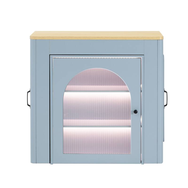 Extendable Dining Table with 3 Removable Middle Leaves,Mobile Rolling Table with Power Outlet,Saving-space Cabinet with Storage