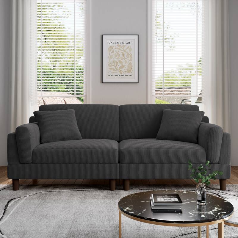 Modern 90" inch Sofa Comfy Corduroy Deep Seats Sofa