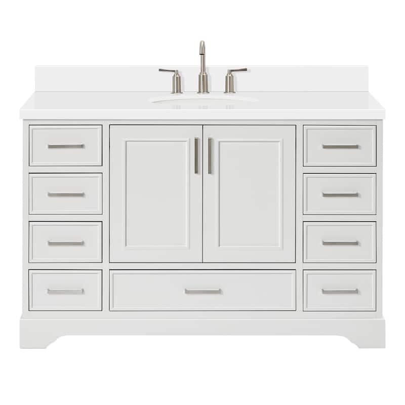 Ariel M055SWQOVO Stafford 55" Free Standing Single Basin Vanity Set - White - Colored