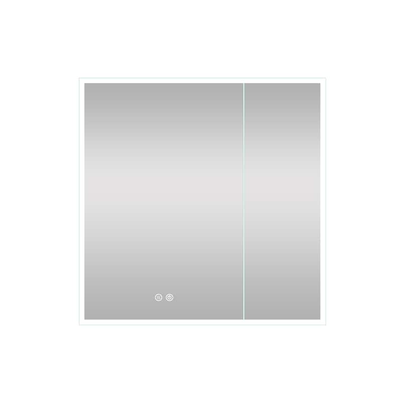 30'' H Recessed or Surface Frameless LED Mirror Cabinet With Defogger, Dimmer, Outlets & USB Ports 