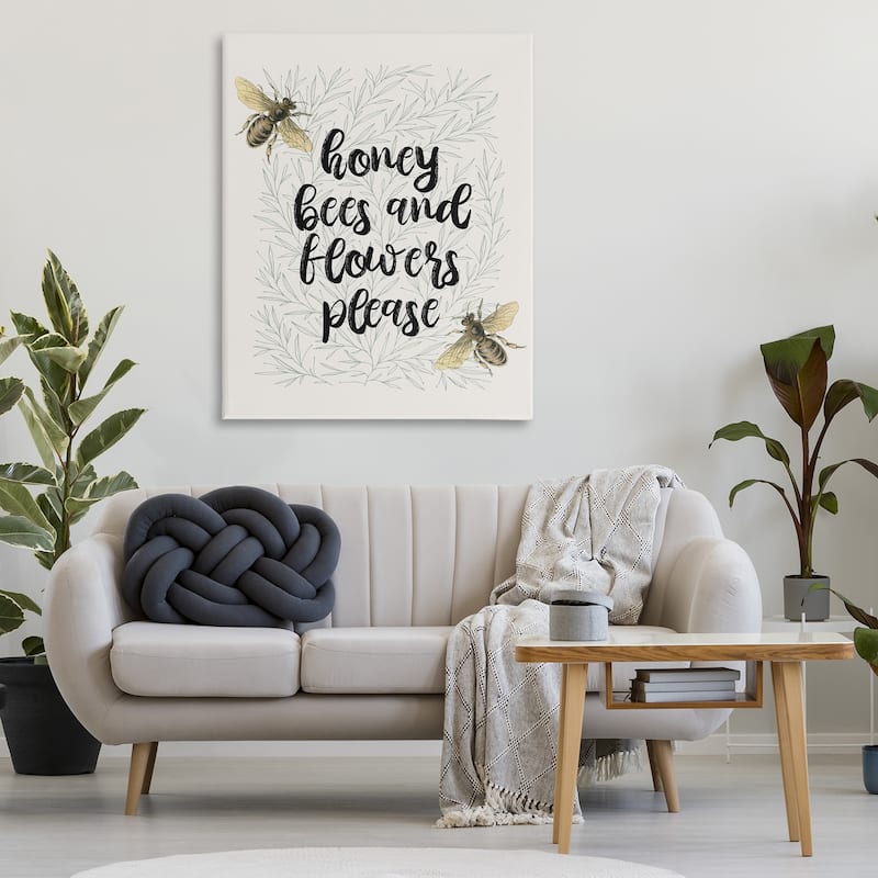 Stupell Honey Bees & Flowers Please Canvas Wall Art Design By Lil' Rue