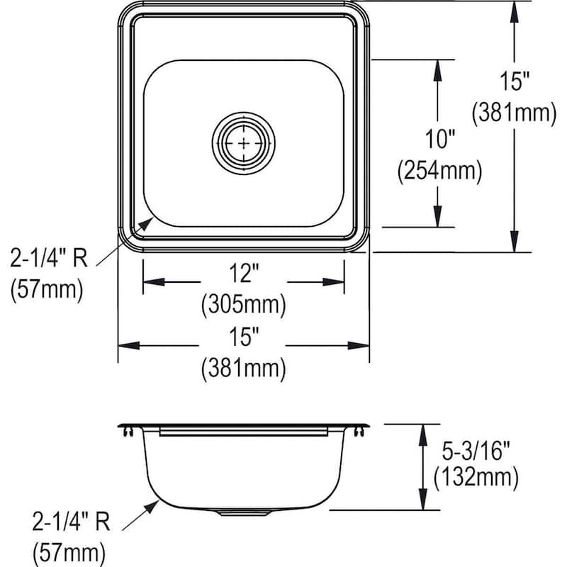 Elkay Dayton 15" Drop In Single Basin Stainless Steel Kitchen Sink